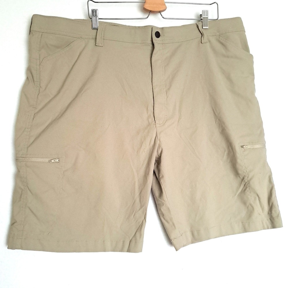 Wrangler Mens 46 Khaki Tan Nylon Cargo Shorts Outdoor Hiking Utility Gorpcore